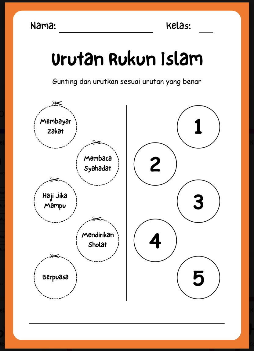 Mengurutkan Rukun Islam